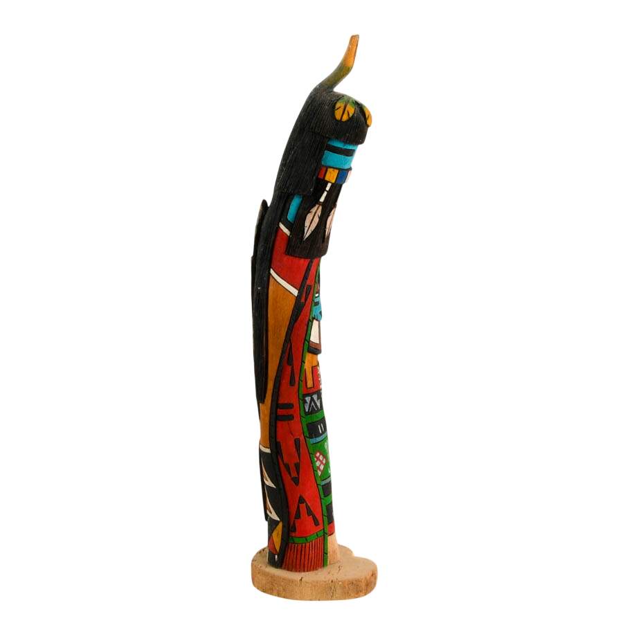 Hand-Carved Signed "Long Hair Maiden" Wooden Kachina Doll-4