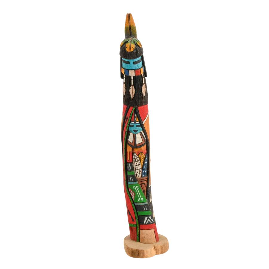 Hand-Carved Signed "Long Hair Maiden" Wooden Kachina Doll-1