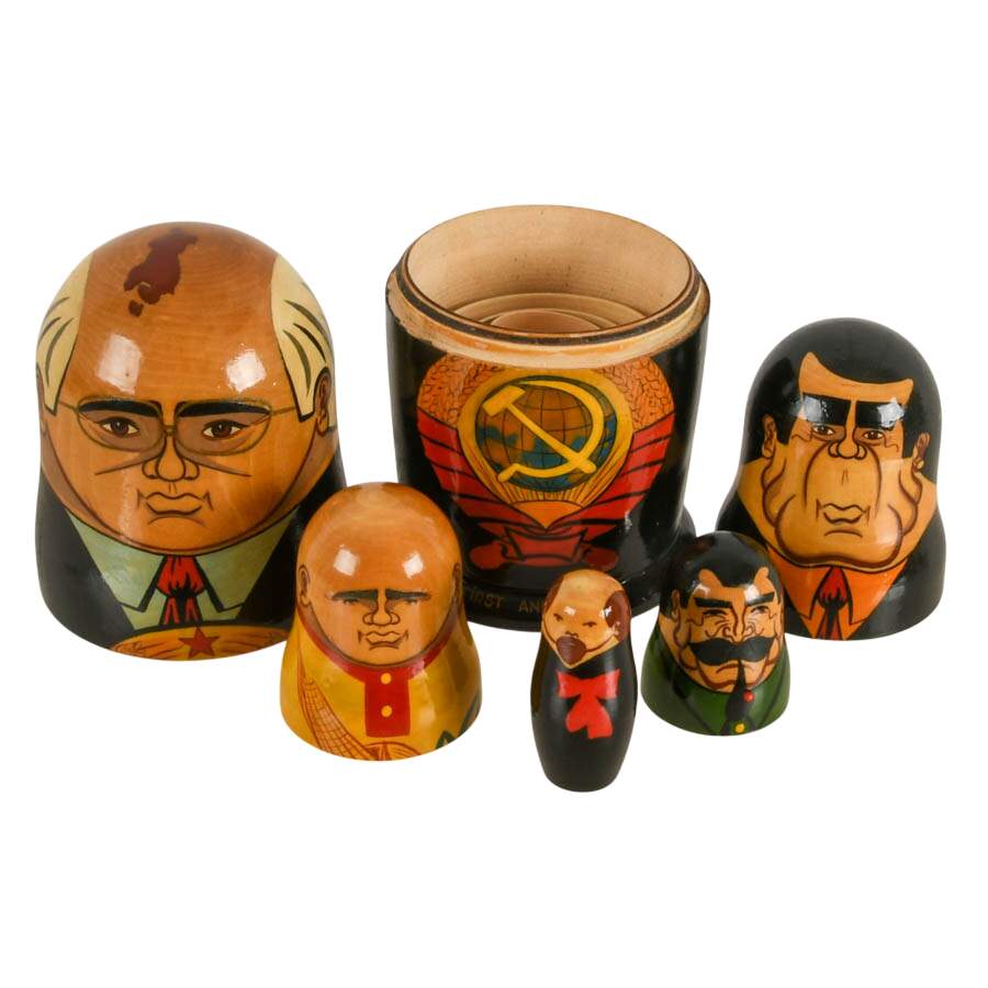 Hand-Painted Russian Political Leaders Matryoshka Wooden Doll Set-6