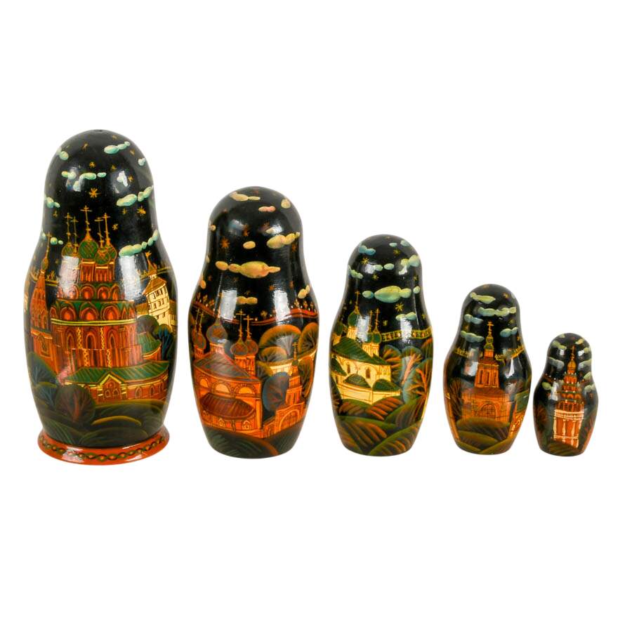 Vintage Russian Nesting Doll Depicting a Cathedral-3