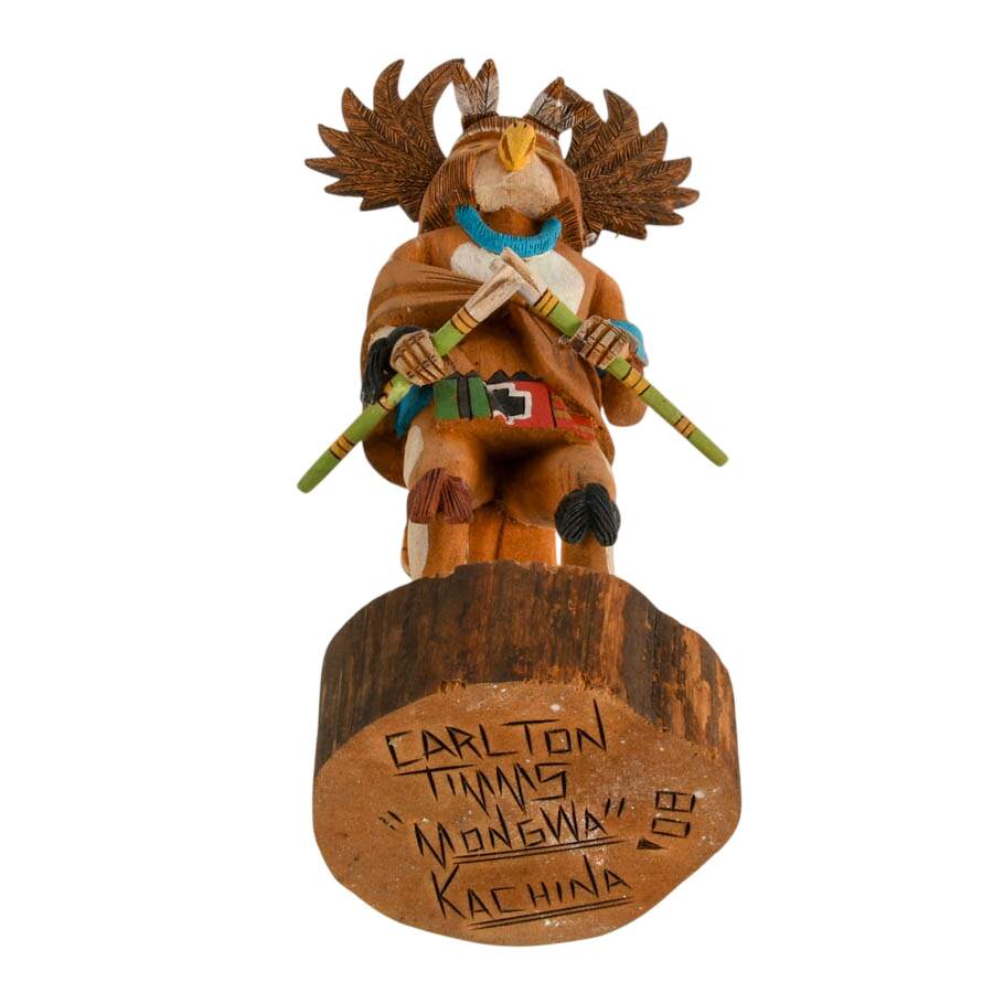 Hand-Carved Signed Carlton Timms "Mongwa" Kachina Doll-10