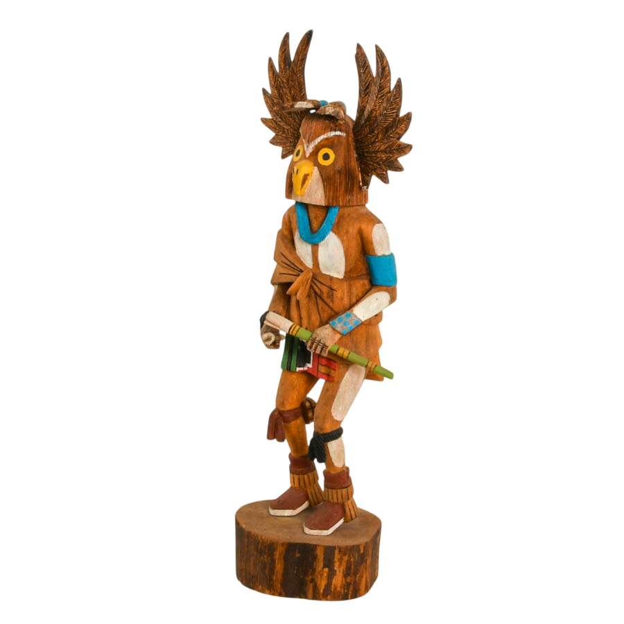 Hand-Carved Signed Carlton Timms "Mongwa" Kachina Doll-2
