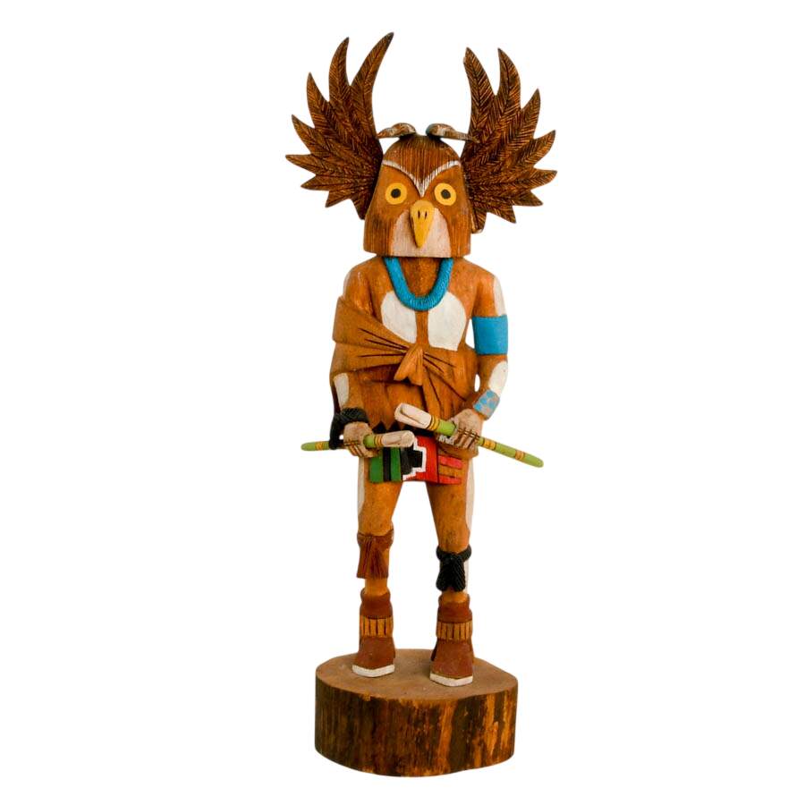 Hand-Carved Signed Carlton Timms "Mongwa" Kachina Doll-1
