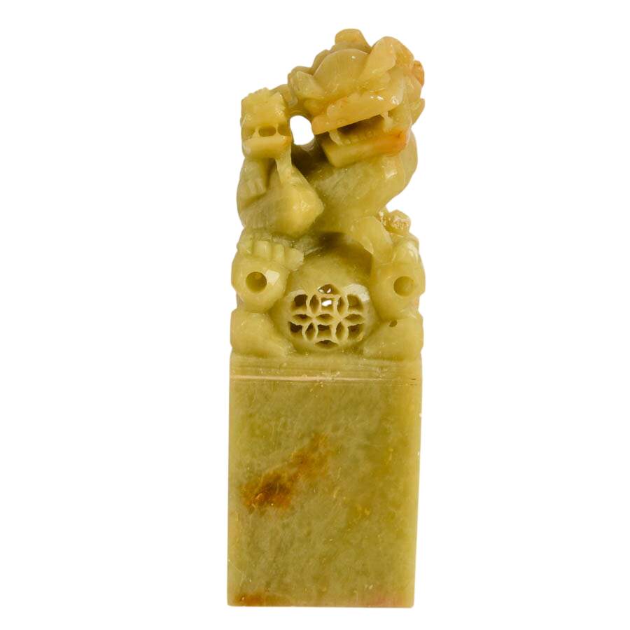 Trio of Chinese Imperial Lions Carved Soapstone Seals-6