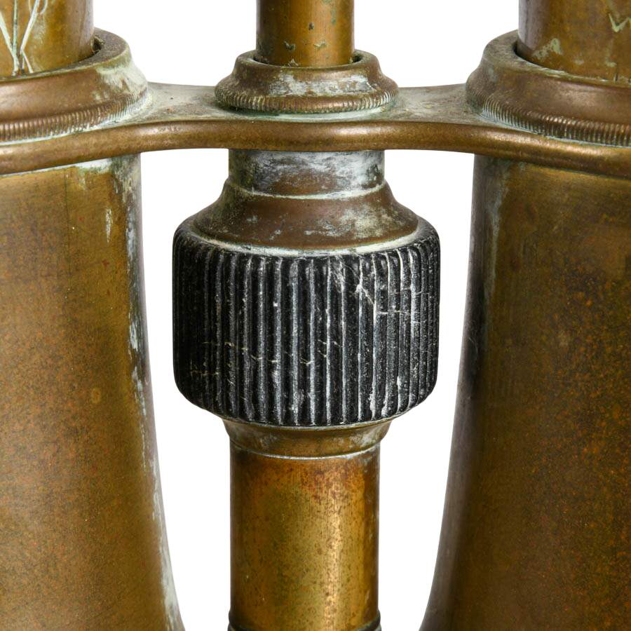 Antique French Brass Field Glasses, L. Petit Fabt Paris WWI Binoculars-8