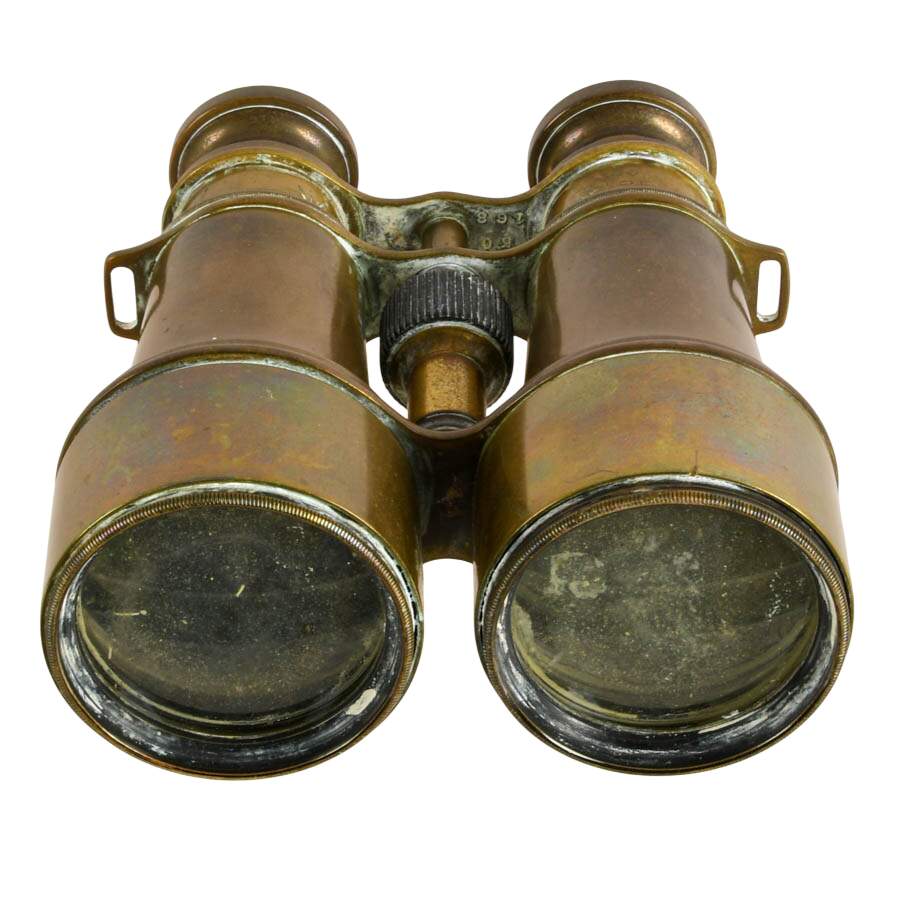 Antique French Brass Field Glasses, L. Petit Fabt Paris WWI Binoculars-5