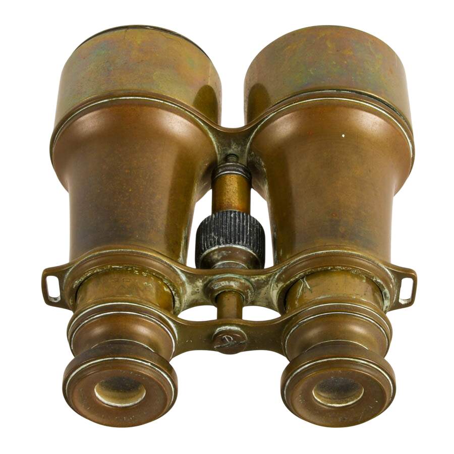 Antique French Brass Field Glasses, L. Petit Fabt Paris WWI Binoculars-4