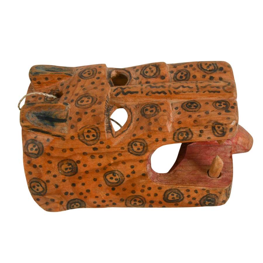 Hand-Carved Guatemalan Wooden Jaguar Mask-5
