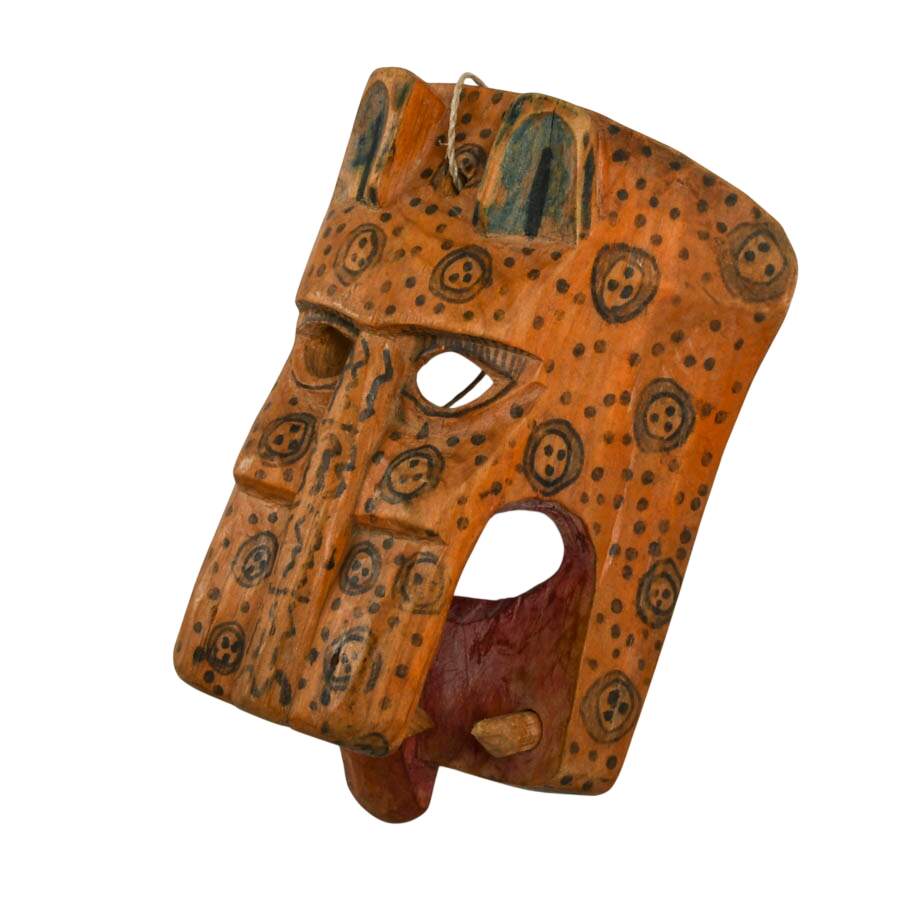 Hand-Carved Guatemalan Wooden Jaguar Mask-4