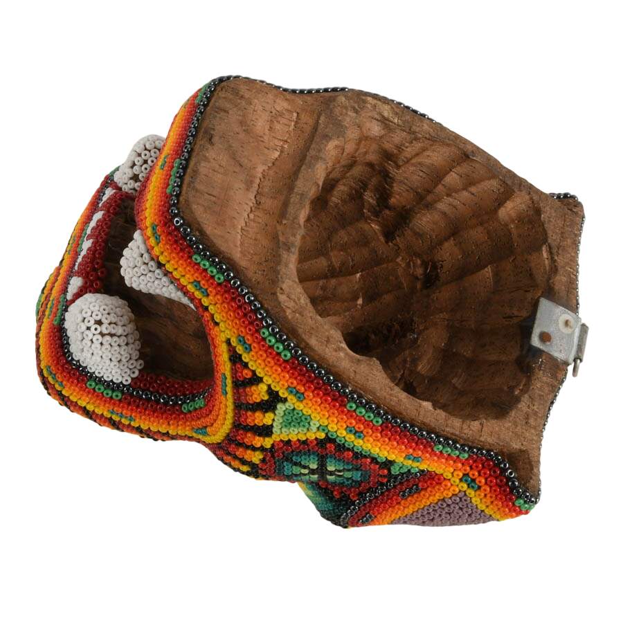 Hand-Made Huichol Beaded Mexican Folk-Art Jaguar Head-7