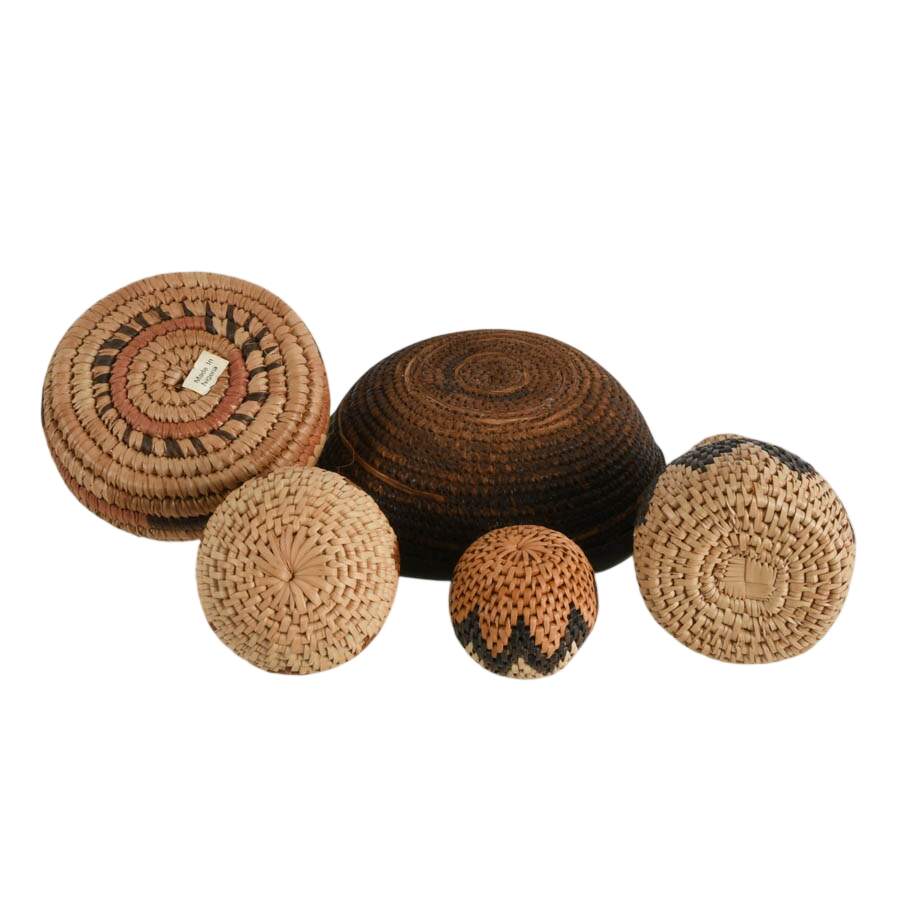 Grouping of Five Hand-Made Zulu Herb Containers and Bowls-9