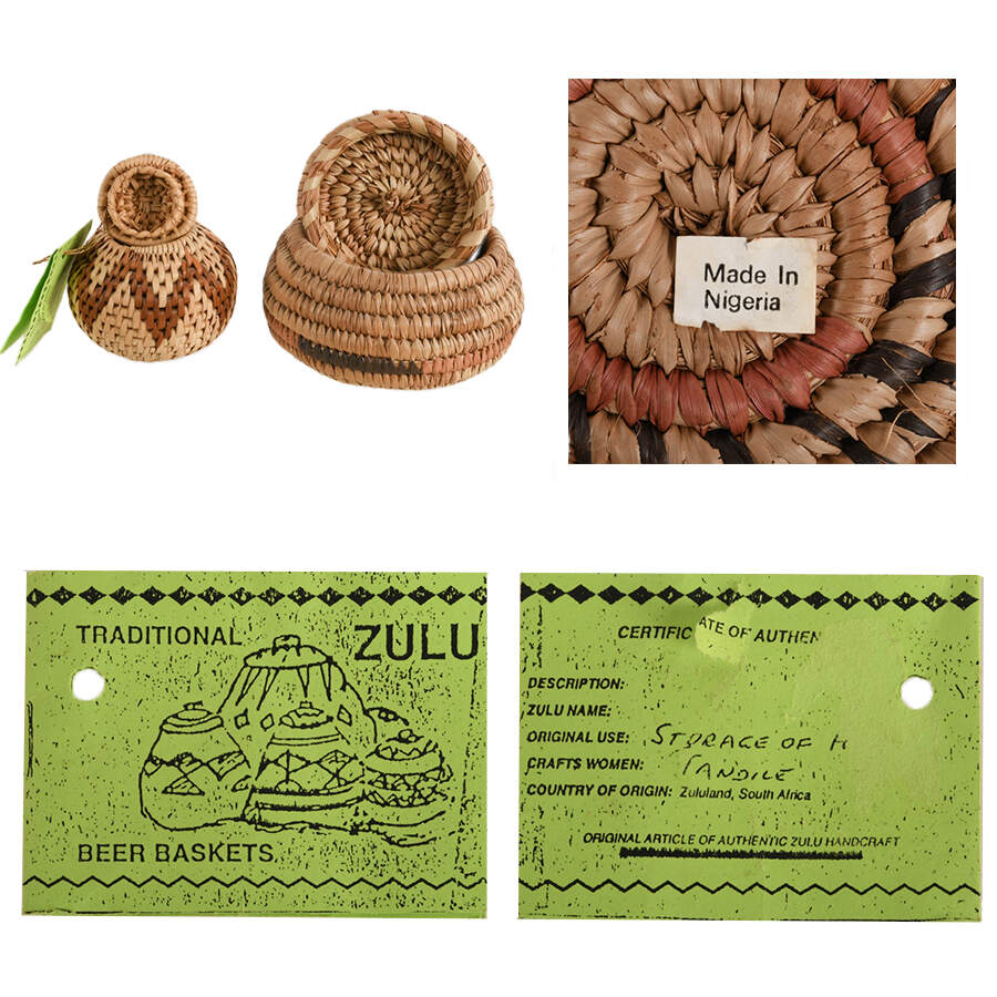 Grouping of Five Hand-Made Zulu Herb Containers and Bowls-6