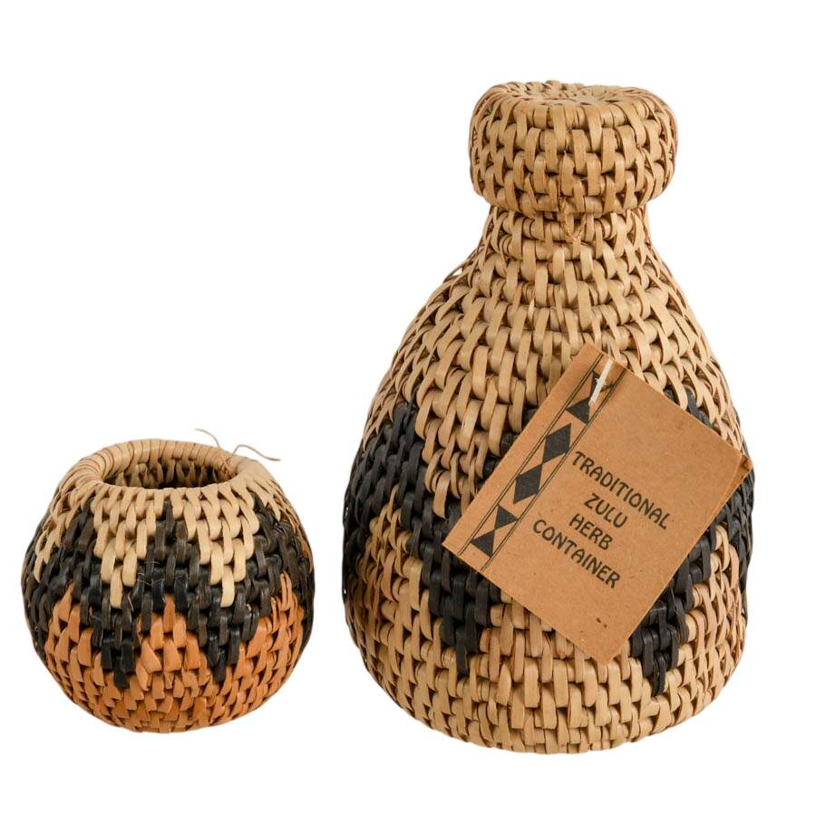 Grouping of Five Hand-Made Zulu Herb Containers and Bowls-3