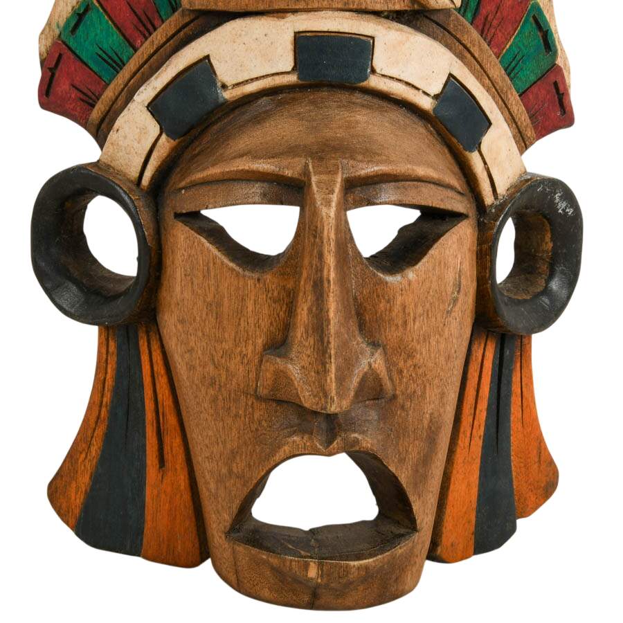 Hand-Carved Mayan-Inspired Wooden Mask-5