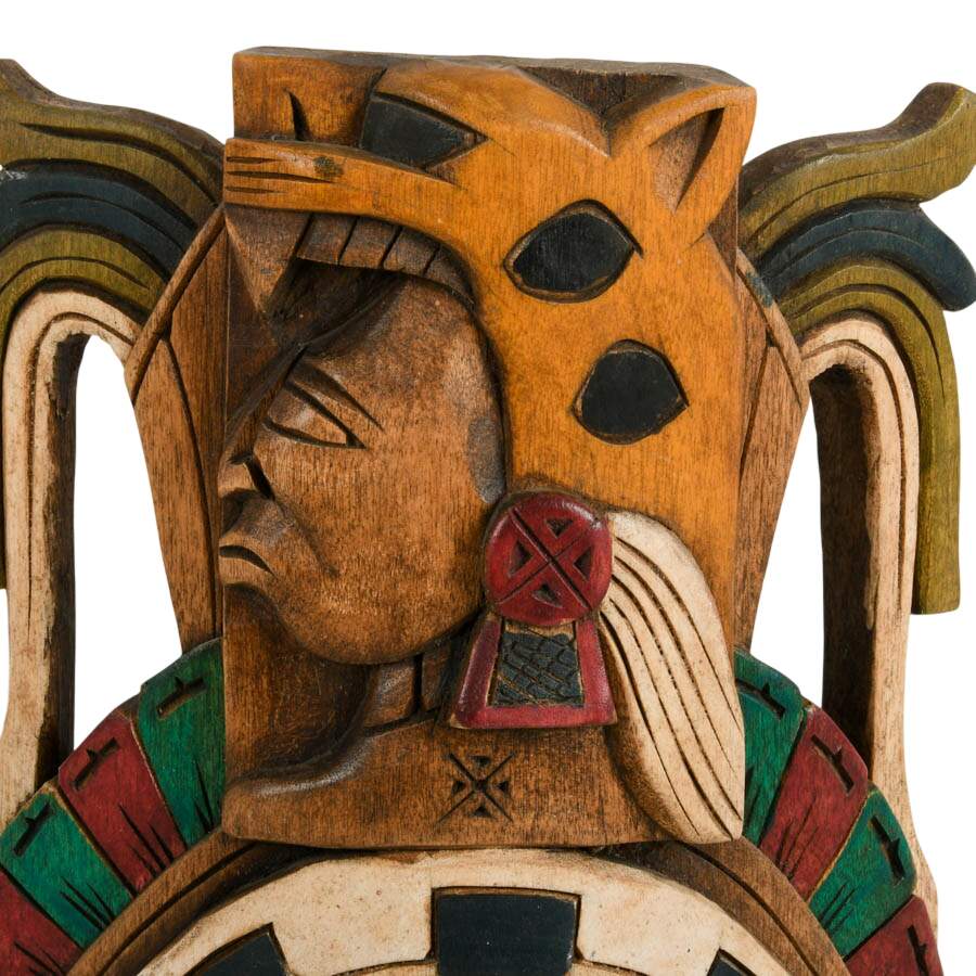 Hand-Carved Mayan-Inspired Wooden Mask-4