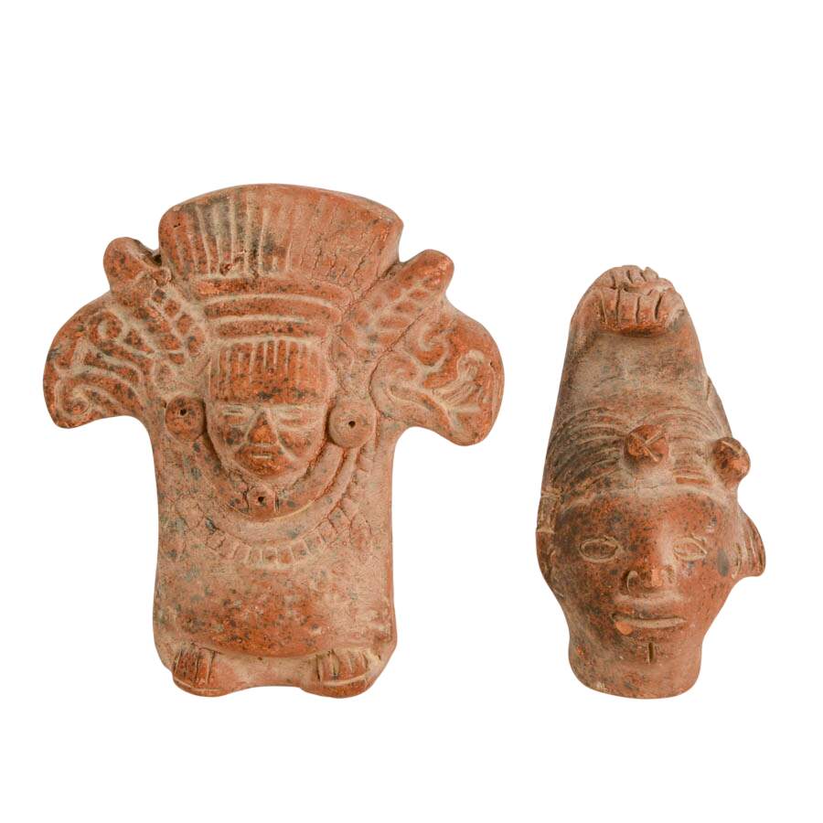 Collection of Six Mayan Terracotta and Stone Figures-6