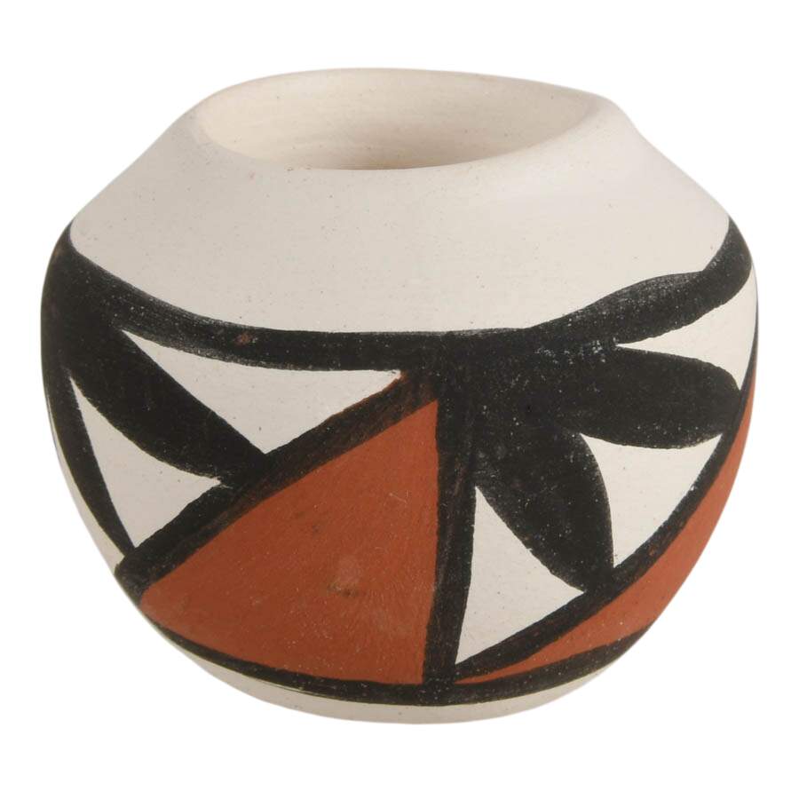 Four Hand-Painted Acoma Pottery Vases-6
