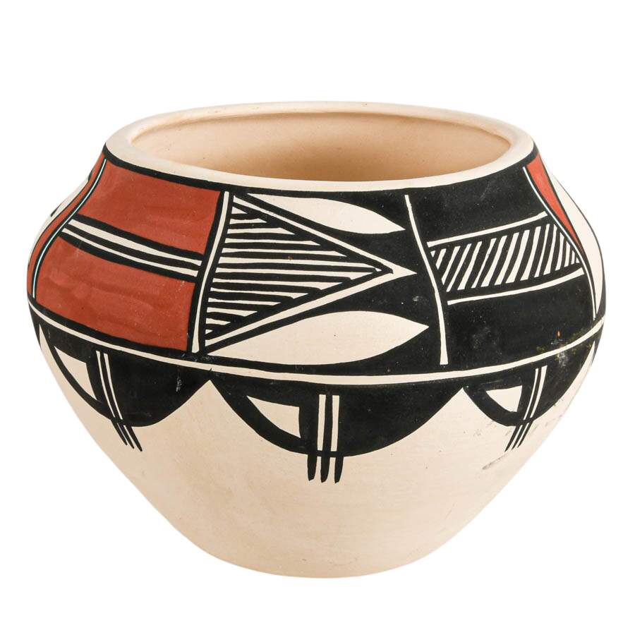 Four Hand-Painted Acoma Pottery Vases-3