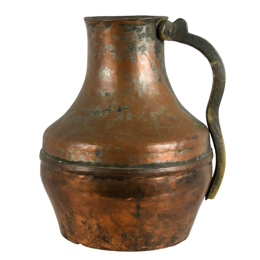Antique Hammered Copper and Bronze Water Jug-1