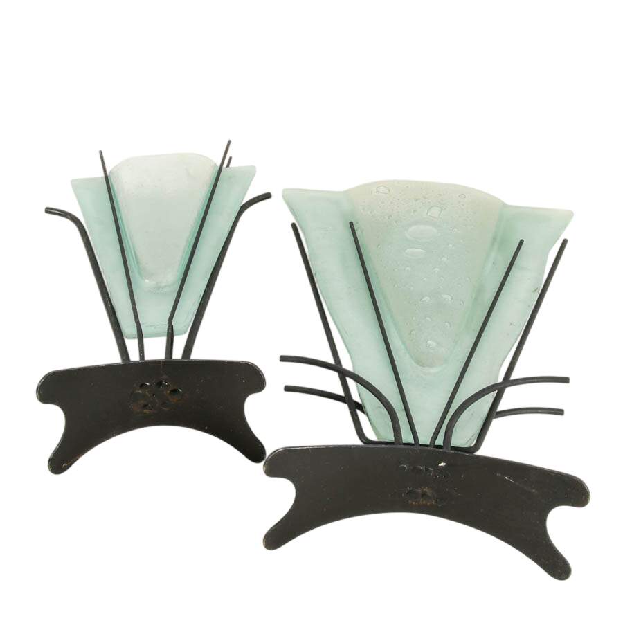 Pair of Post-Modern Style Glass Display Vases-9