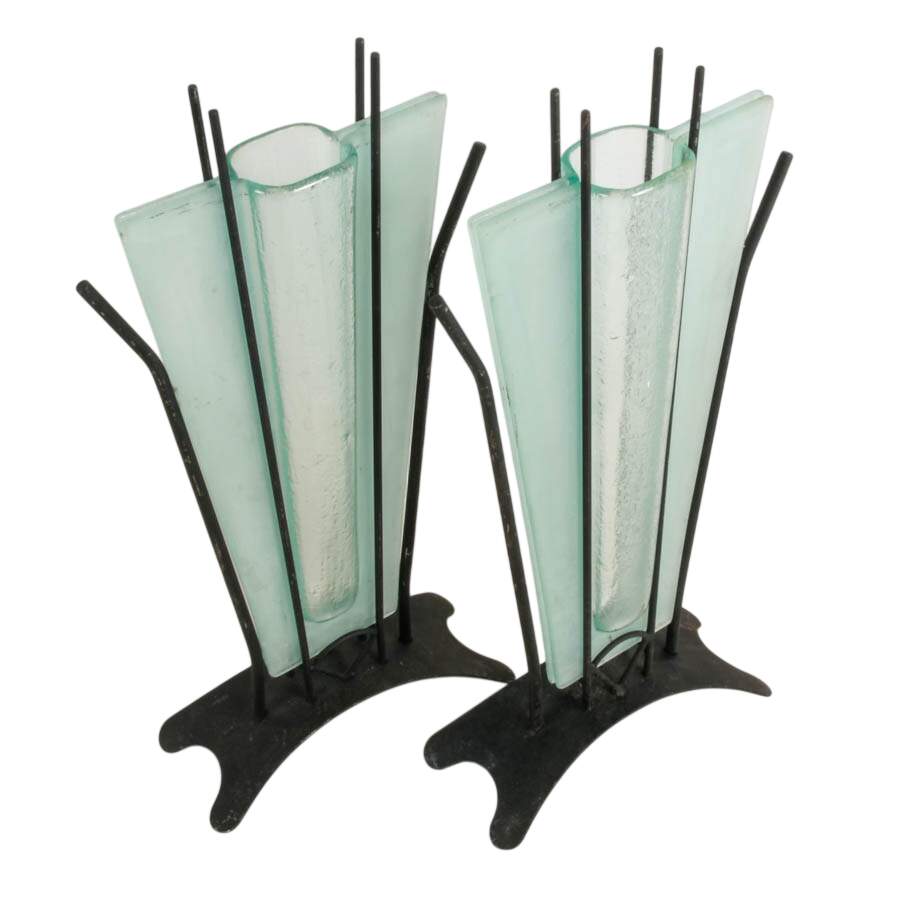 Pair of Avant-Garde Column Glass Vases-3