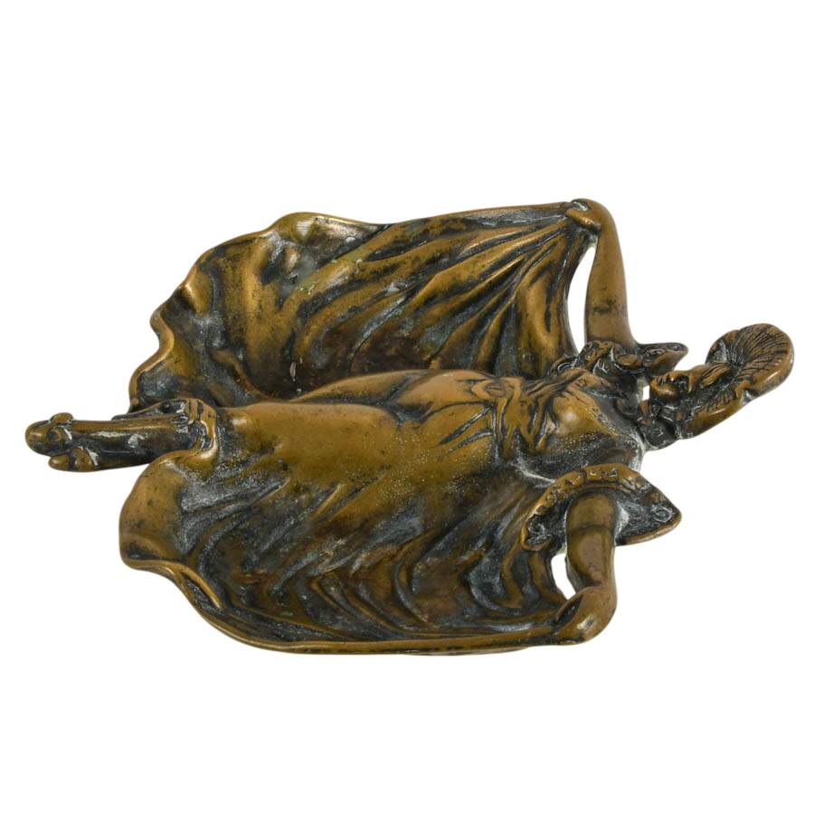 Antique Art Nouveau Loïe Fuller Ballerina Serpentine Dance Pose Bronze Tray-2