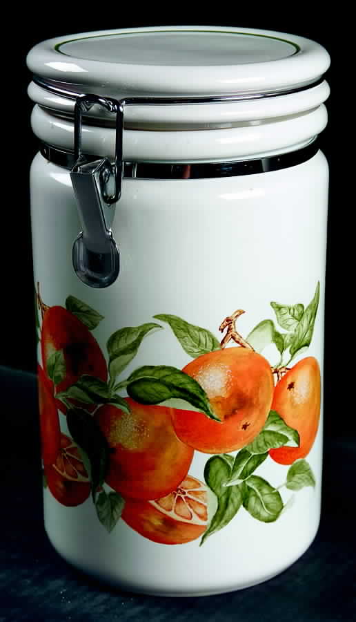 Blossom Breeze (Rim, Stoneware) Large Canister & Lid by American Atelier-1