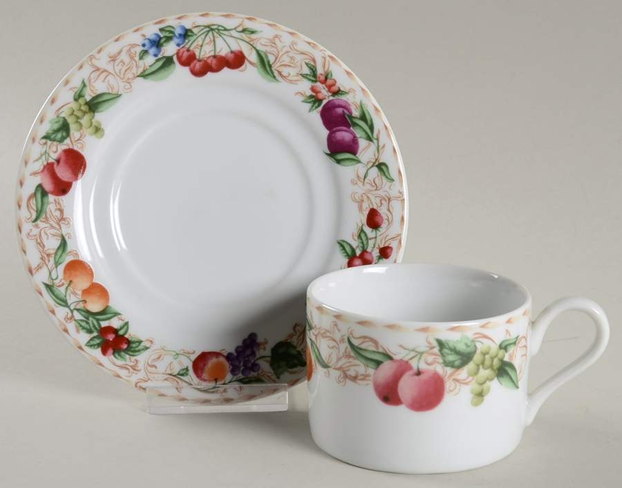 Florentine Fruit Flat Cup & Saucer Set by American Atelier-1