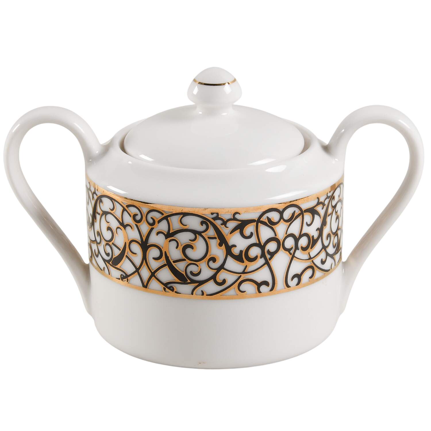 Florentine Scroll Black Sugar Bowl & Lid by American Atelier-1