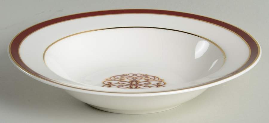 Florentine Scroll Burgundy Large Rim Soup Bowl by American Atelier-1