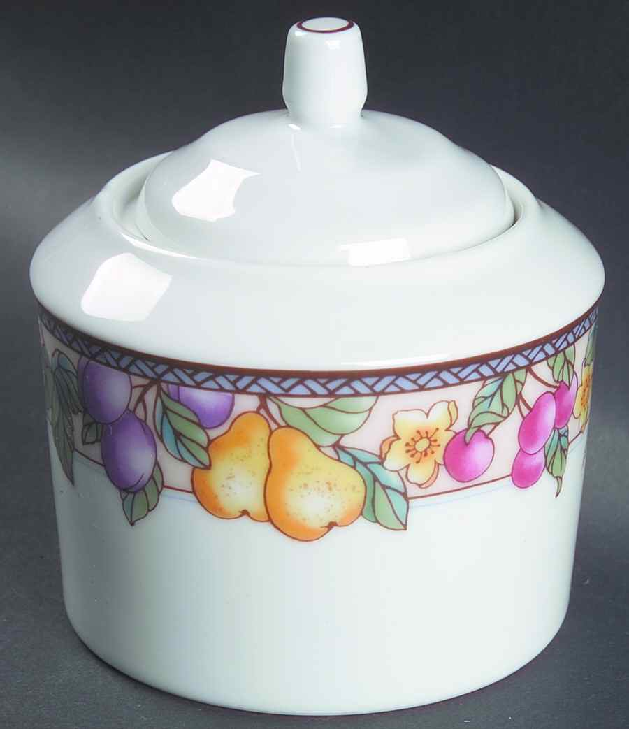 Fruit N' Flowers Sugar Bowl & Lid by American Atelier-1