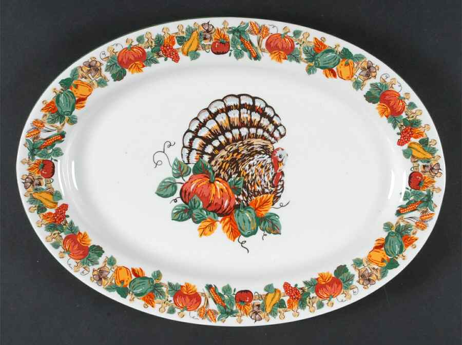 Pilgrims Harvest 14" Oval Serving Platter by American Atelier-1