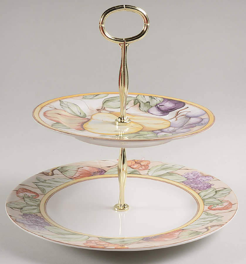 Pompeii Fruit 6 5/8"-10"  2 Tiered Serving Tray (Dp, Sp) HC by American Atelier-1