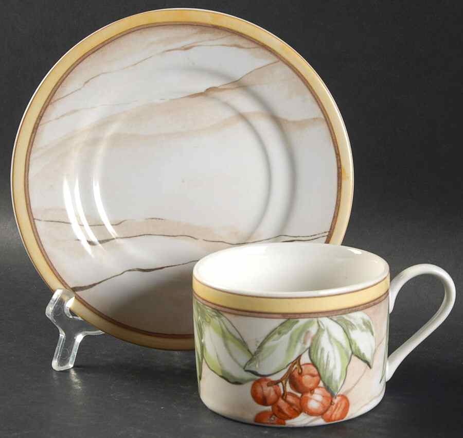 Pompeii Fruit Flat Cup & Saucer Set by American Atelier-1