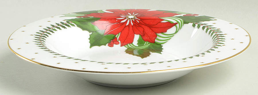 Poinsettias Large Rim Soup Bowl by American Atelier-1