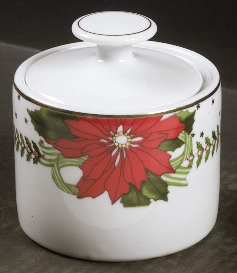 Poinsettias Sugar Bowl & Lid by American Atelier-1