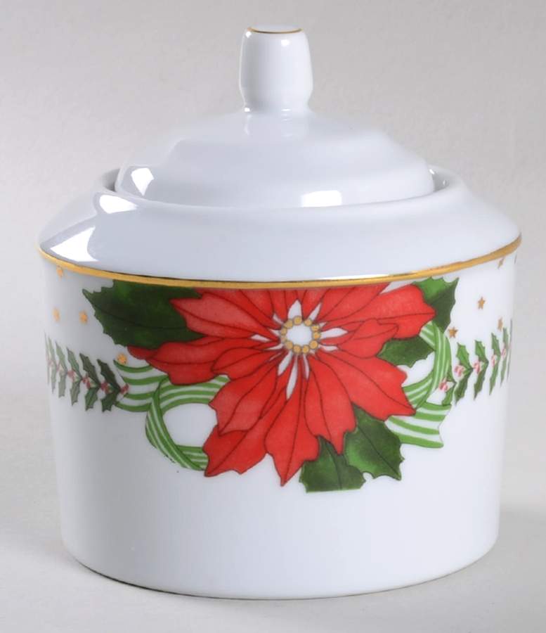 Poinsettias Sugar Bowl & Lid by American Atelier-1