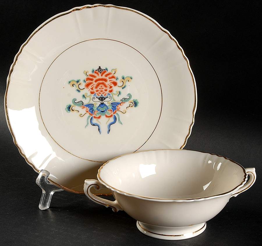 ABE14 Footed Cream Soup Bowl & Saucer Set by Aberdeen-1