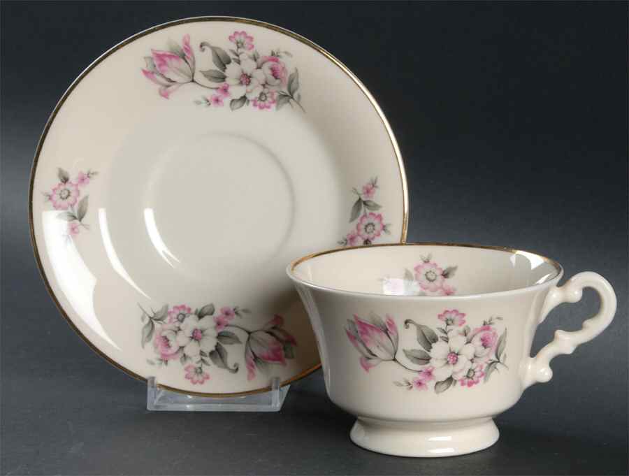 Moss Rose (Smooth Edge, Gold Trim) Footed Cup & Saucer Set by Aberdeen-1