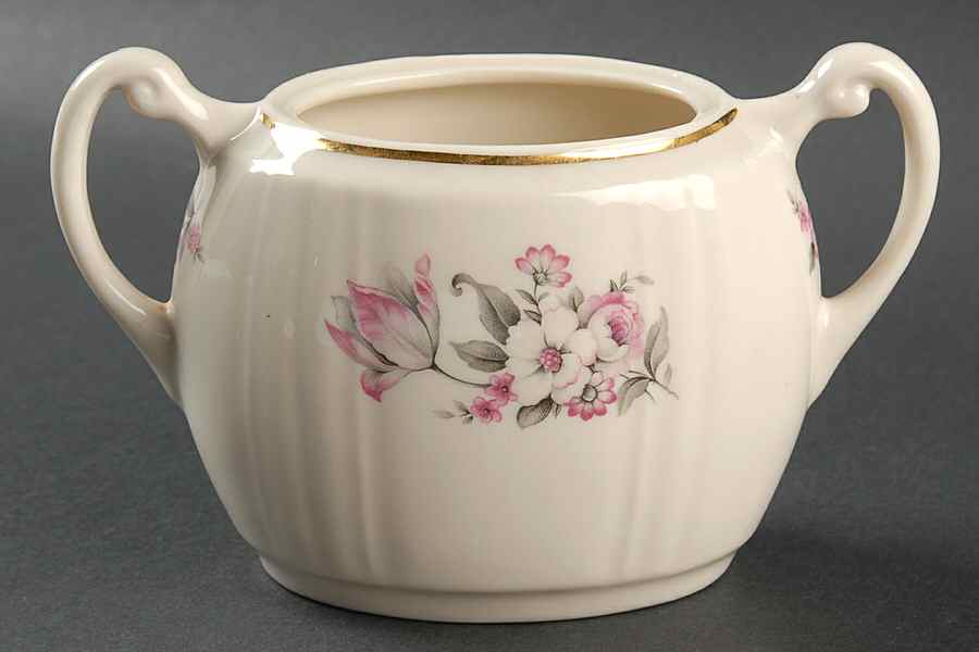 Moss Rose (Scalloped, Gold) Sugar Bowl No Lid by Aberdeen-1
