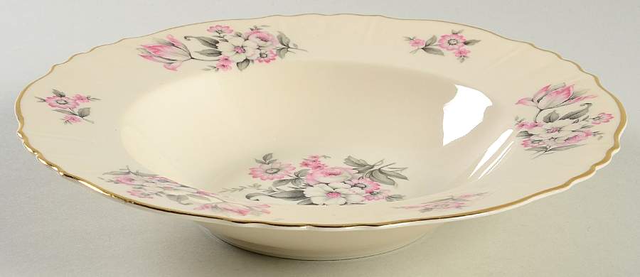 Moss Rose (Scalloped, Gold) Rim Soup Bowl by Aberdeen-1