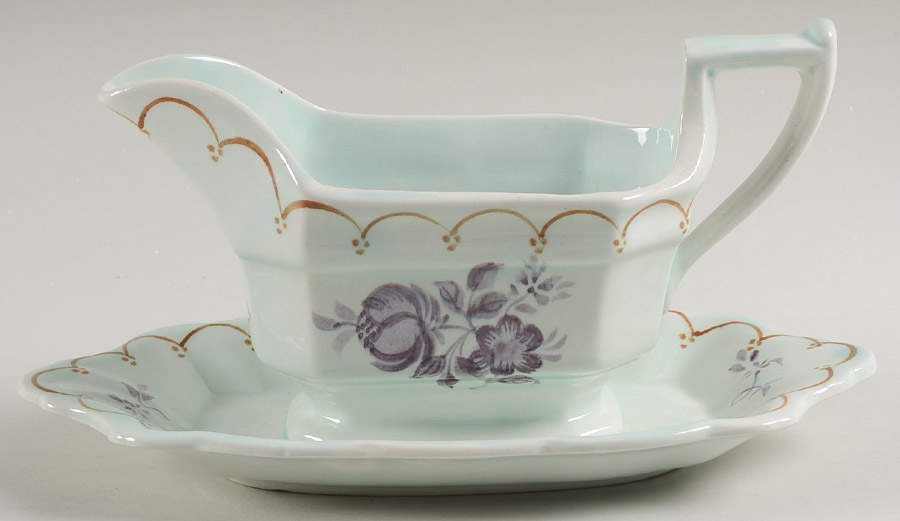 Regent Purple Gravy Boat with Attached Underplate by Adams China-1