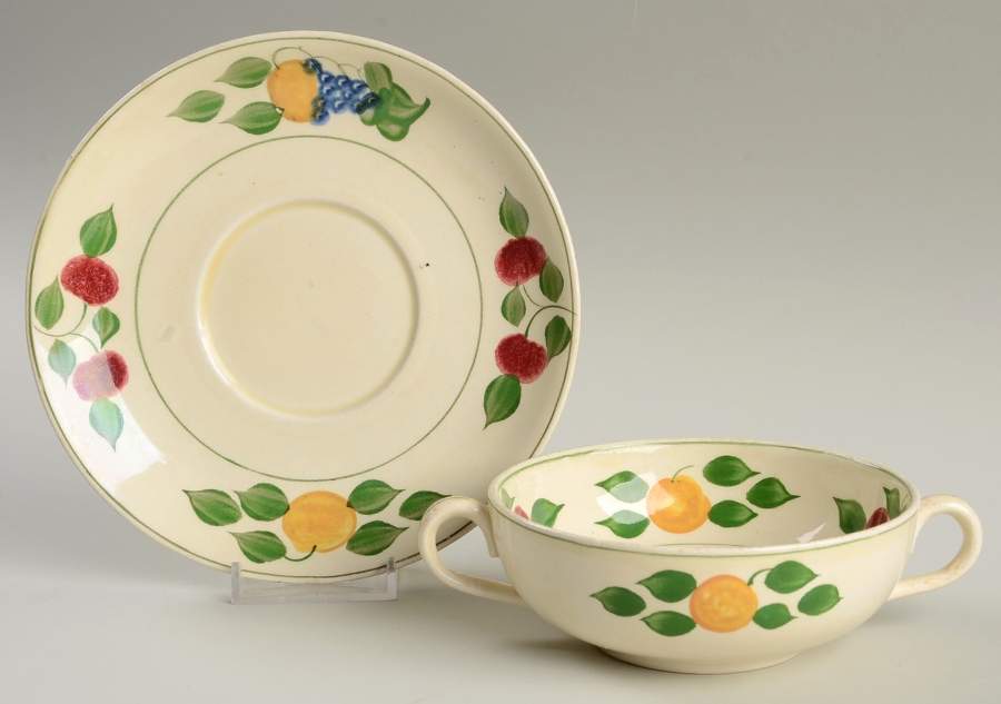 1346B Flat Cream Soup Bowl & Saucer Set by Adams China-1