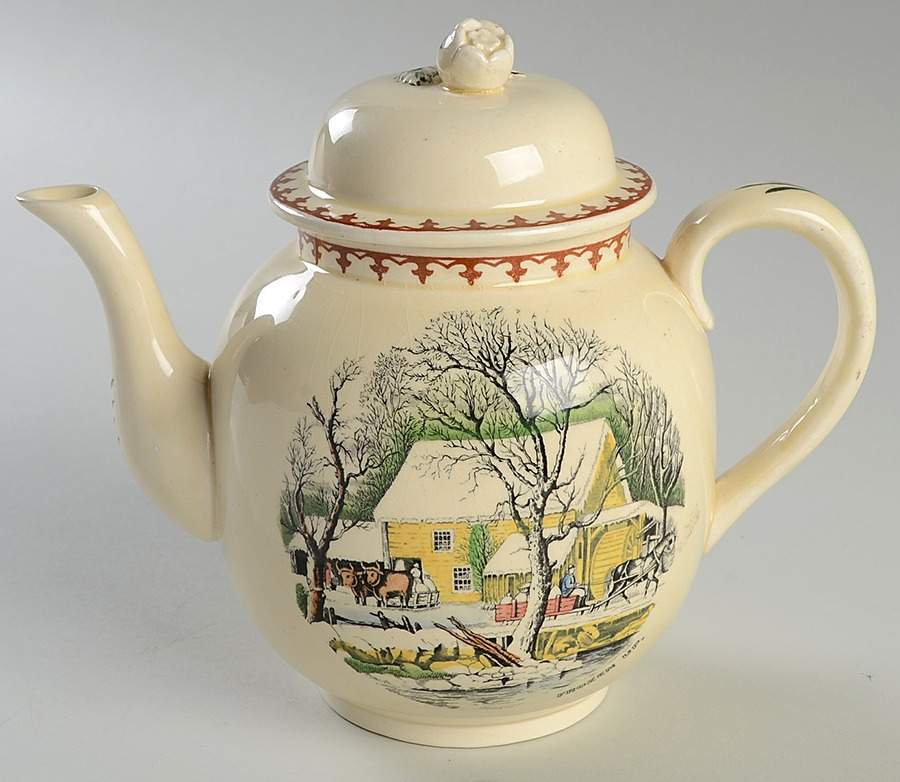 American Ways & Days (Brown Fleur Ring) Teapot & Lid by Adams China-1