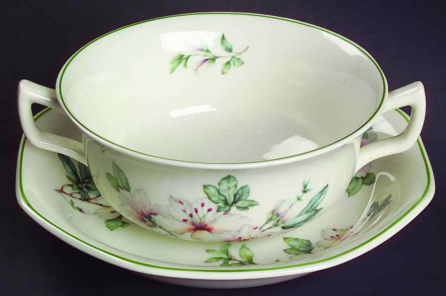 Azalea Flat Cream Soup Bowl & Saucer Set by Adams China-1