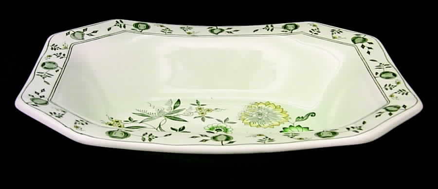 Chinese Garden Green 10" Oval Vegetable Bowl by Adams China-1