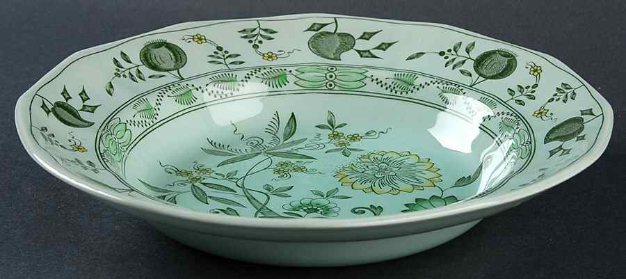 Chinese Garden Green Rim Soup Bowl by Adams China-1