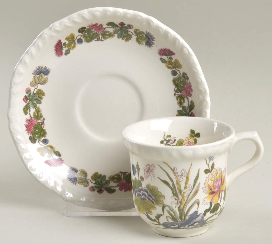 Country Meadow Flat Demitasse Cup & Saucer Set by Adams China-1