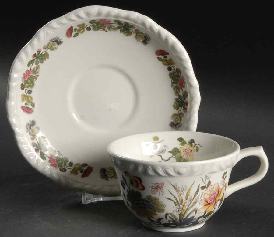Country Meadow Flat Cup & Saucer Set by Adams China-1