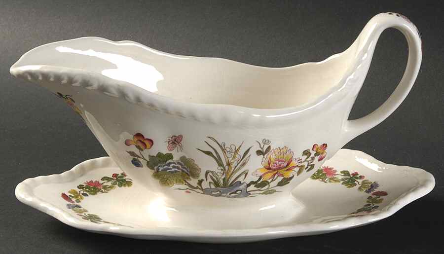 Country Meadow Gravy Boat with Attached Underplate by Adams China-1
